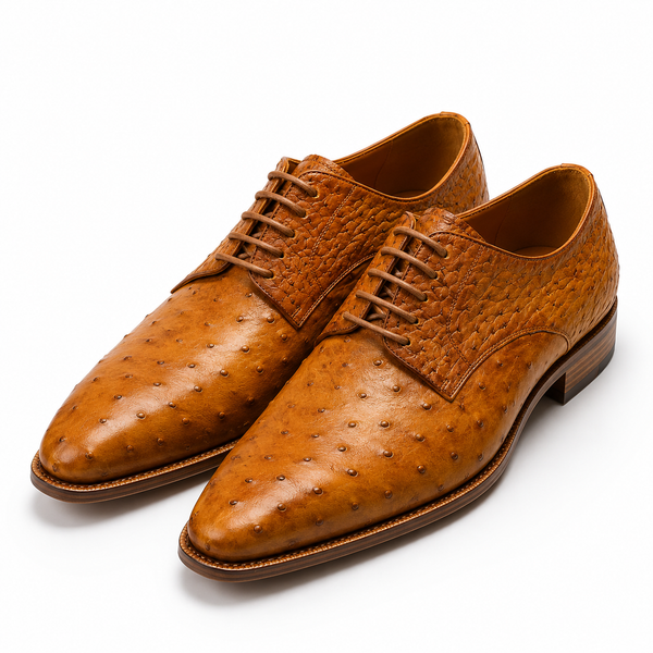Aurelius Cognac Ostrich Leather Oxford Shoes