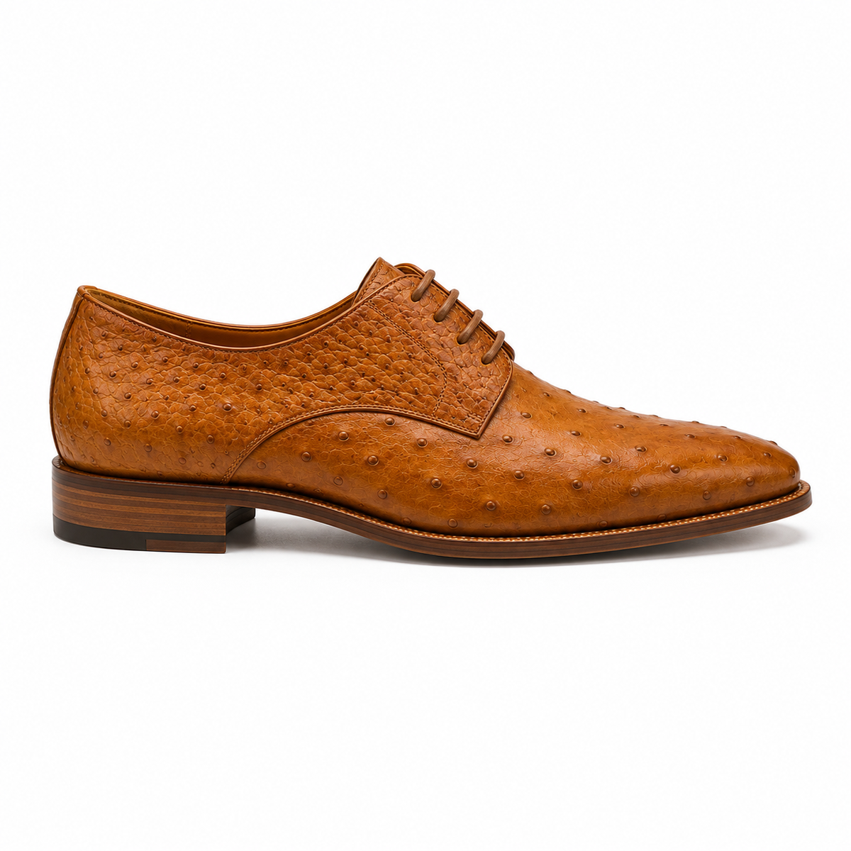 Aurelius Cognac Ostrich Leather Oxford Shoes