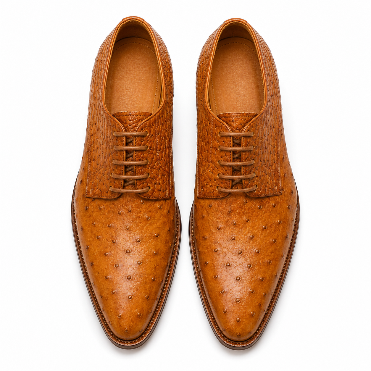 Aurelius Cognac Ostrich Leather Oxford Shoes