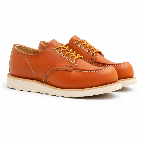 Heritage Tan Leather Moc Toe Shoes with Wedge Sole
