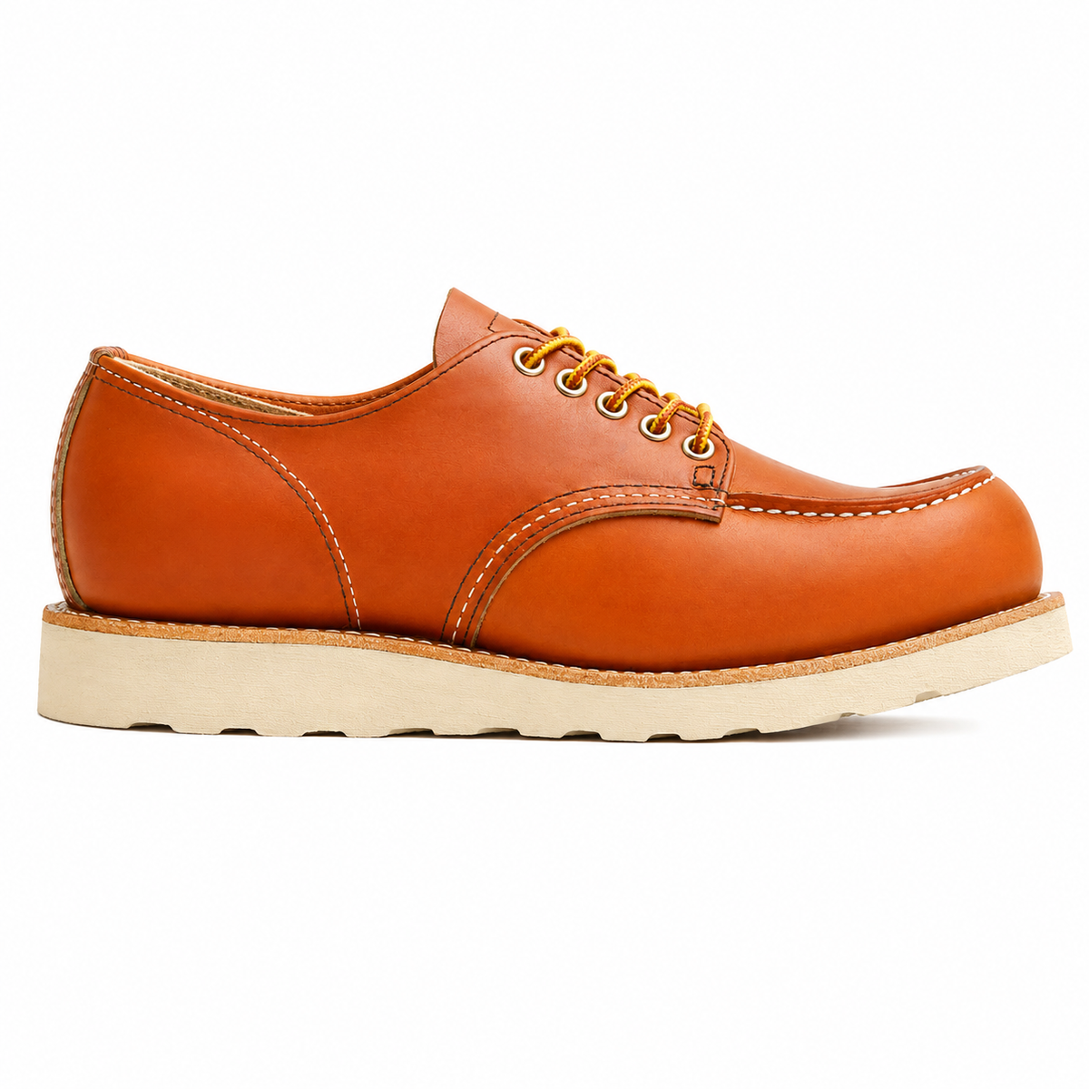 Heritage Tan Leather Moc Toe Shoes with Wedge Sole