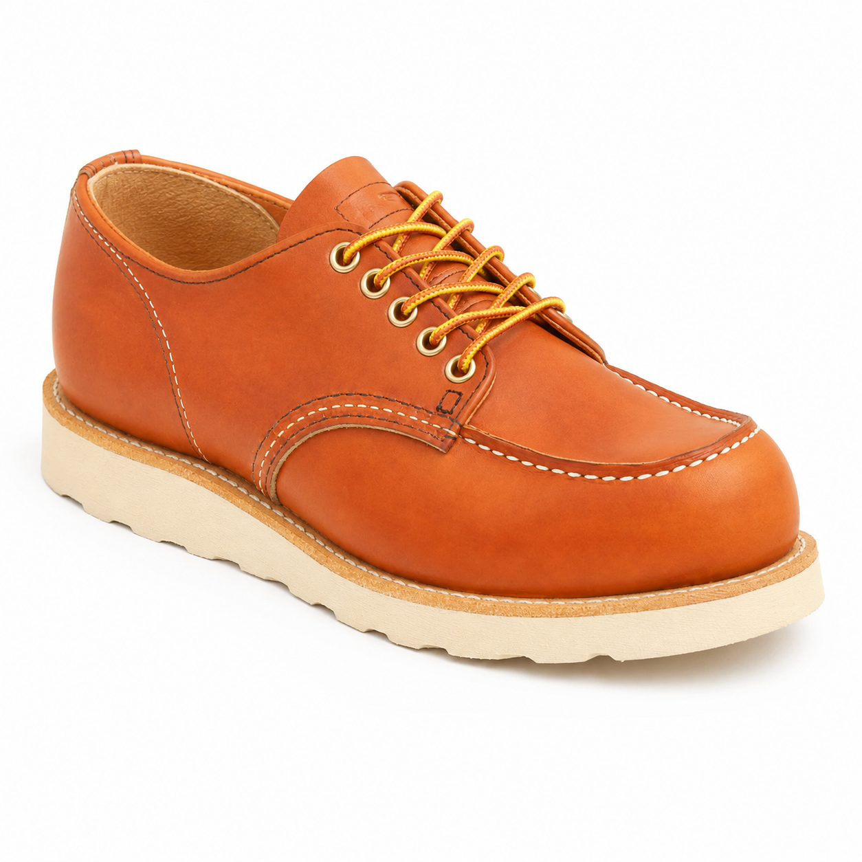 Heritage Tan Leather Moc Toe Shoes with Wedge Sole