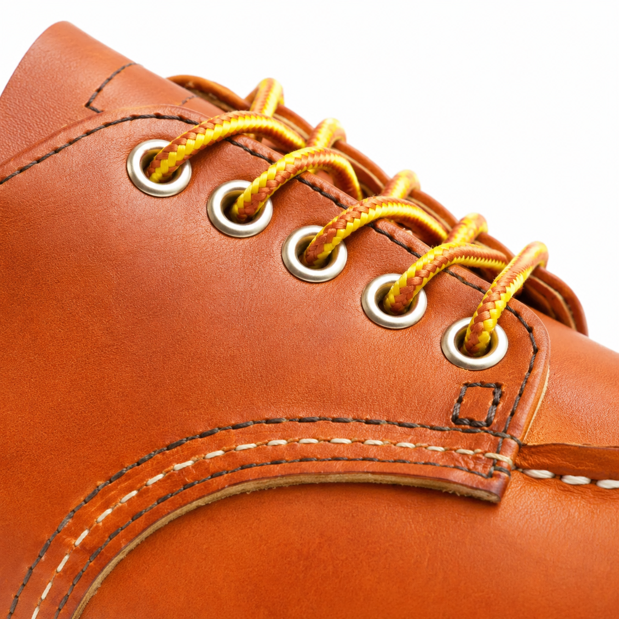 Heritage Tan Leather Moc Toe Shoes with Wedge Sole