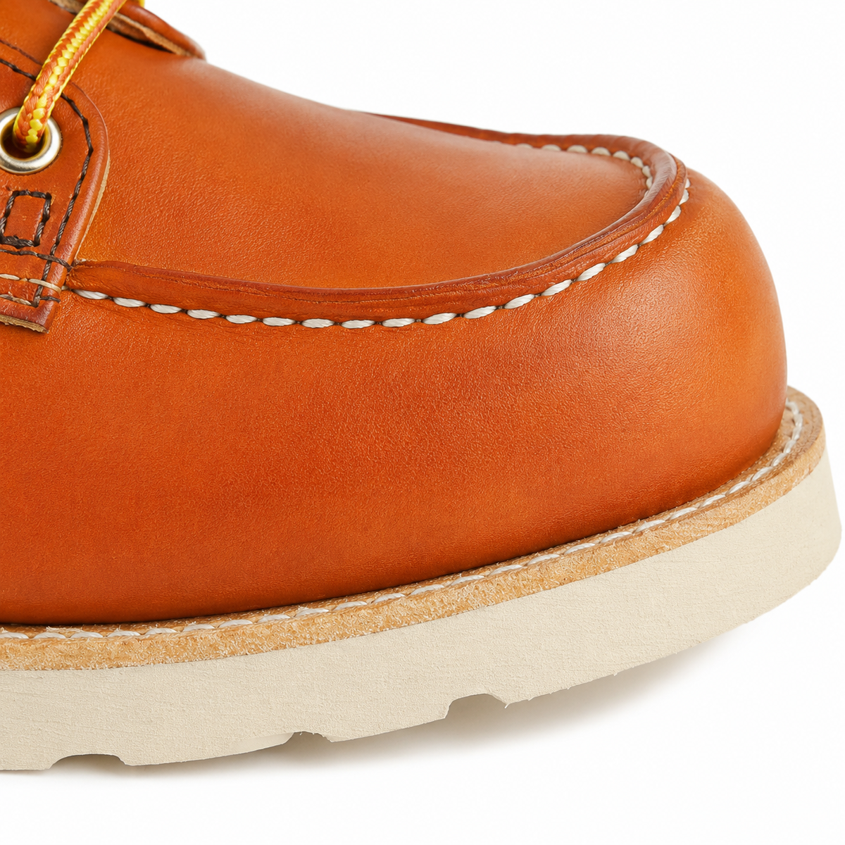 Heritage Tan Leather Moc Toe Shoes with Wedge Sole