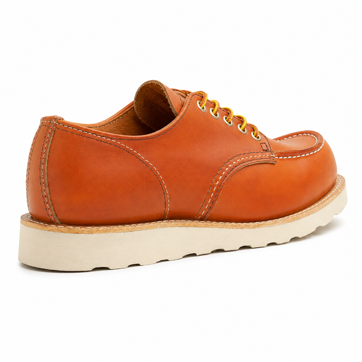 Heritage Tan Leather Moc Toe Shoes with Wedge Sole