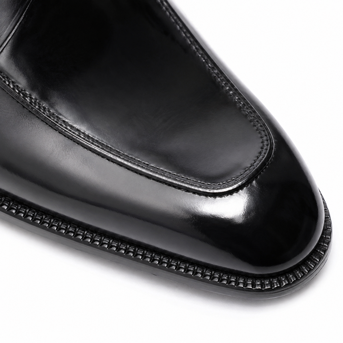Milano Black Leather Crossover Strap Loafers