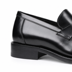 Milano Black Leather Crossover Strap Loafers