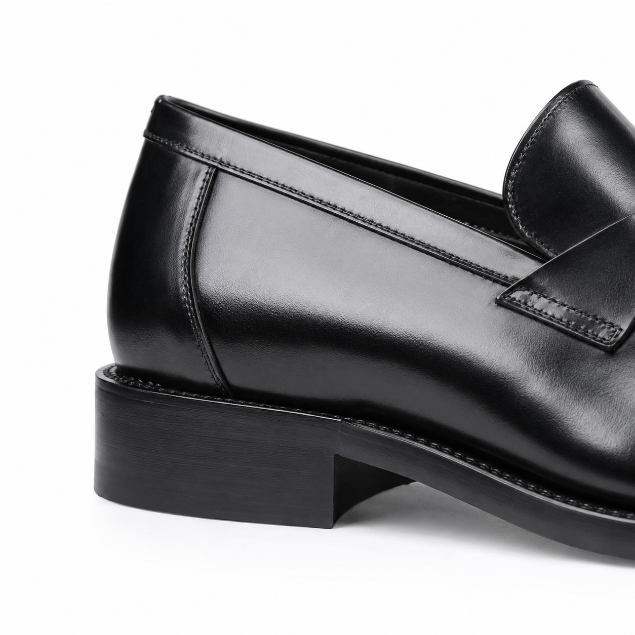 Milano Black Leather Crossover Strap Loafers