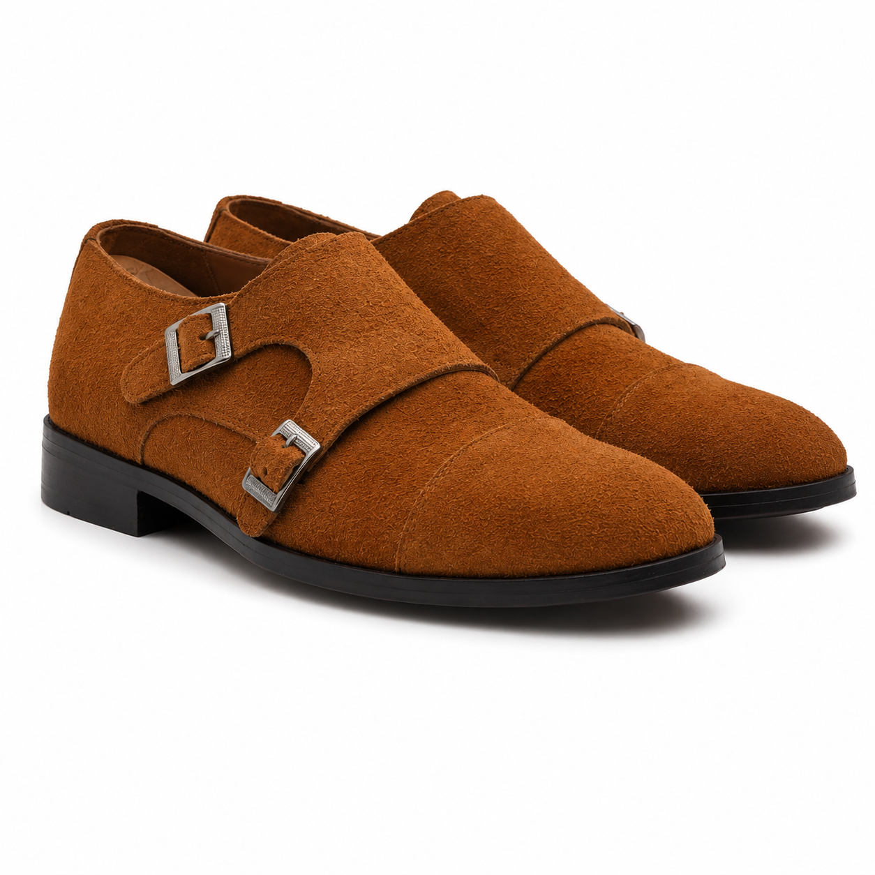 Cavendish Cognac Suede Double Monk Strap Shoes