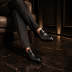 Sarto Black Leather Bow Loafers