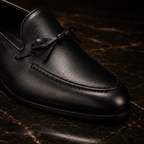 Sarto Black Leather Bow Loafers
