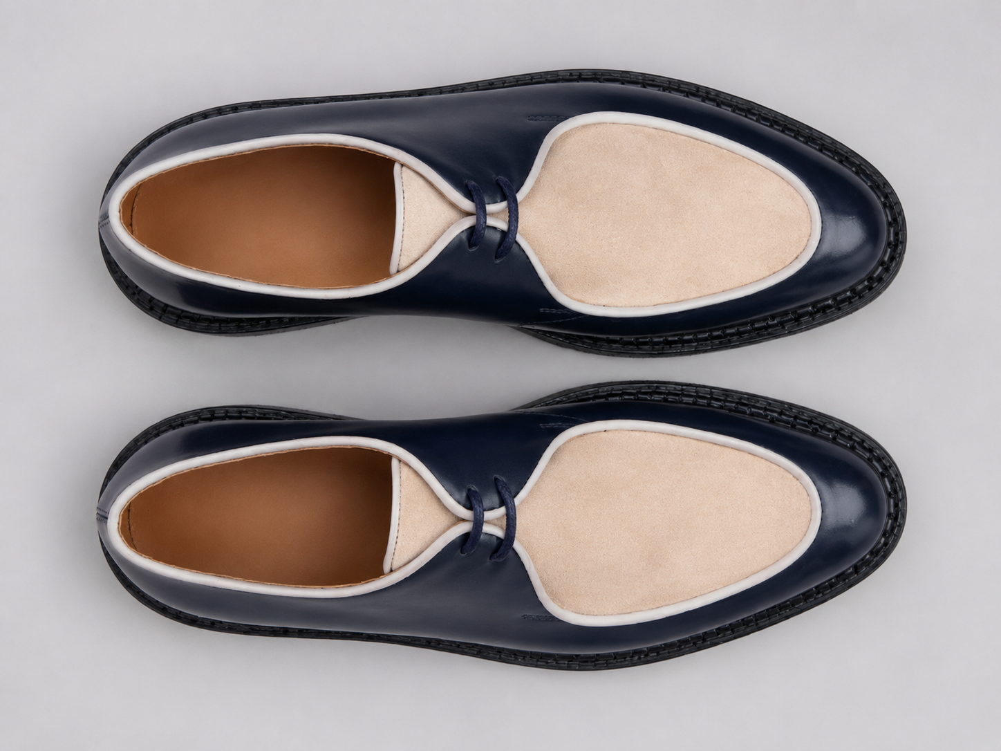 Monaco Navy & Ivory Two-Tone Derby Shoes