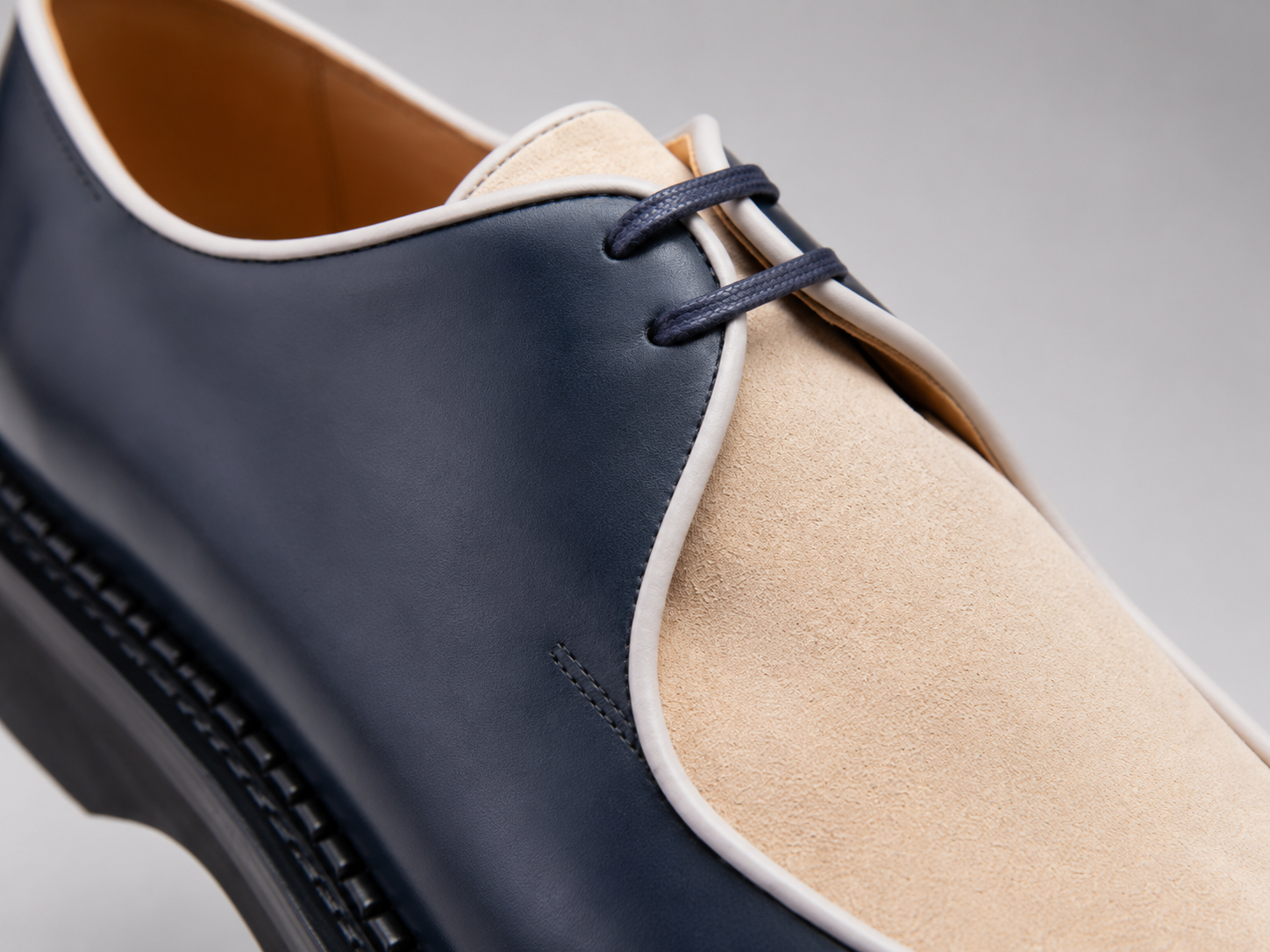 Monaco Navy & Ivory Two-Tone Derby Shoes