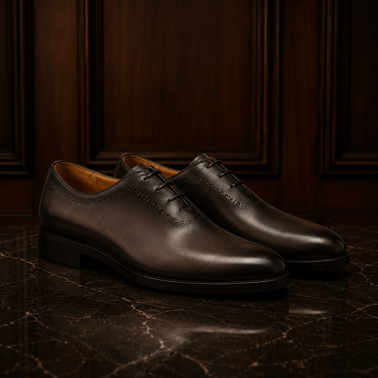 Aureo Dark Brown Wholecut Oxford Shoes