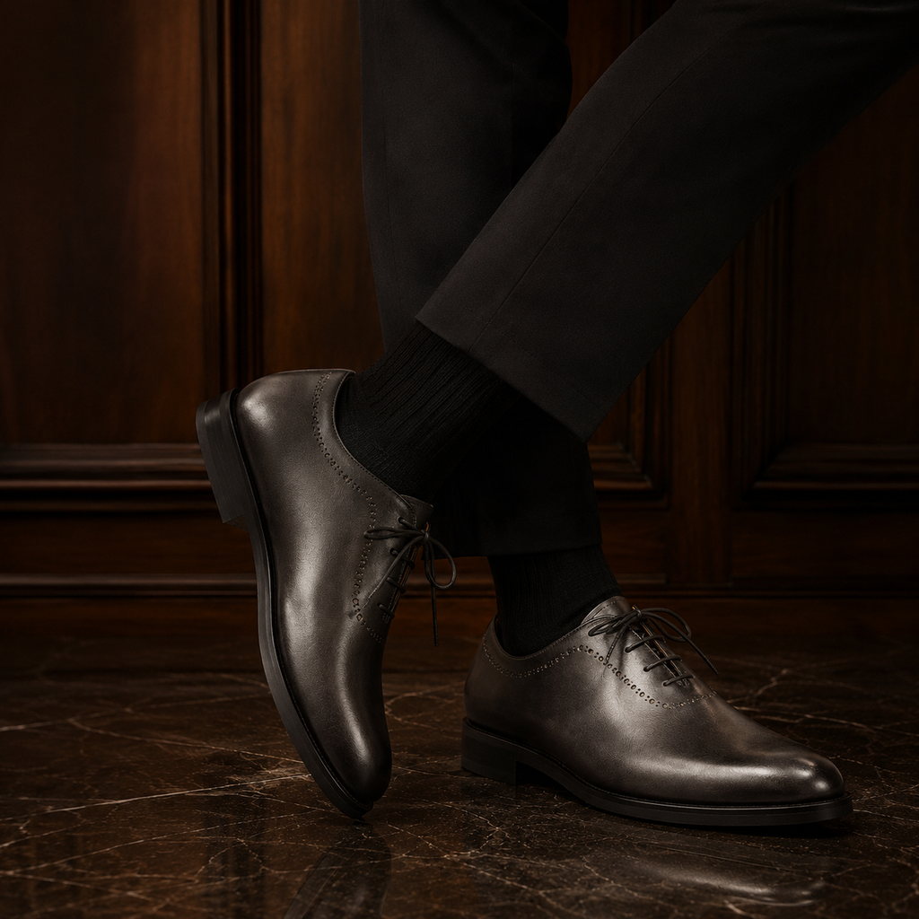 Aureo Dark Brown Wholecut Oxford Shoes