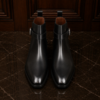 Sterling Black Leather Buckle Ankle Boots