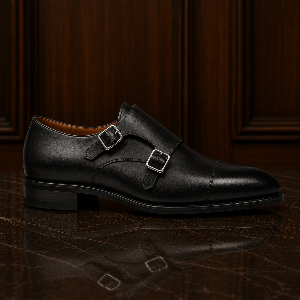 Sterling Black Double Monk Strap Shoes