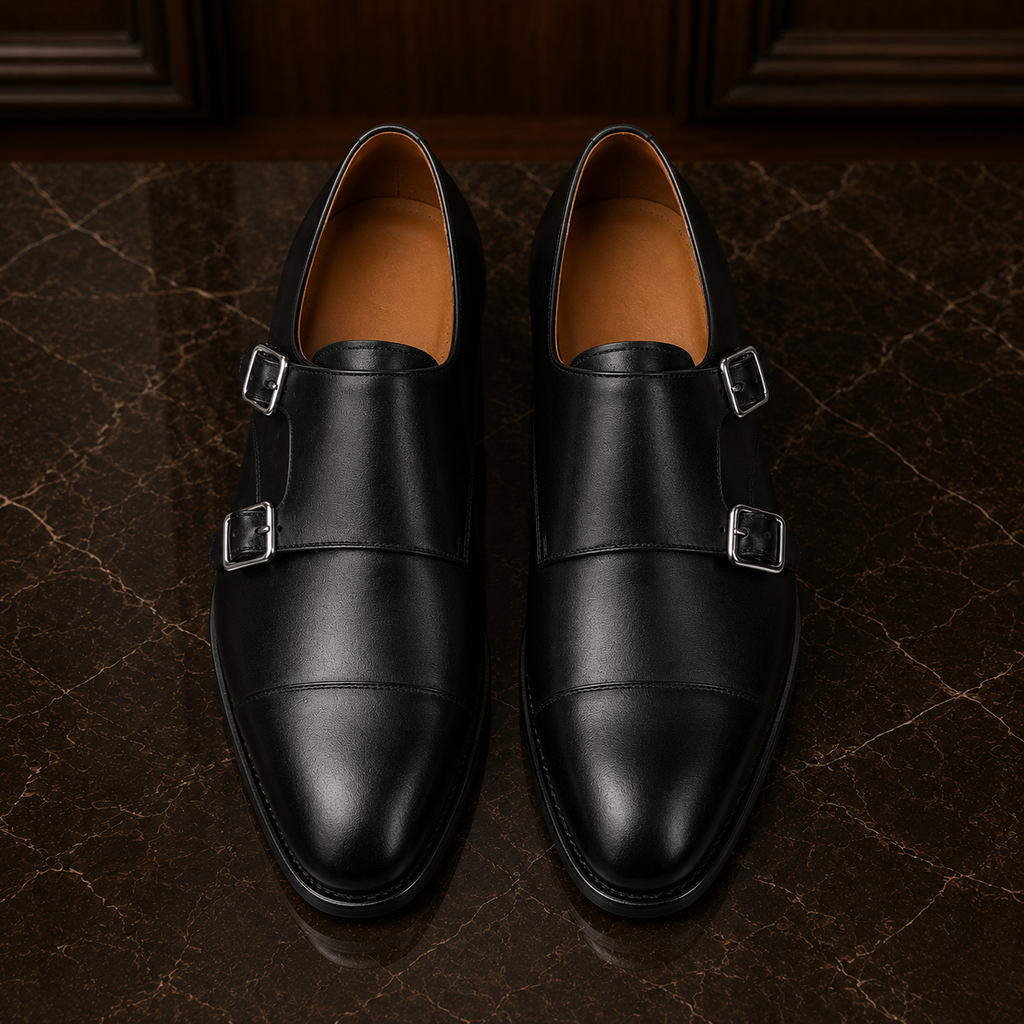 Sterling Black Double Monk Strap Shoes