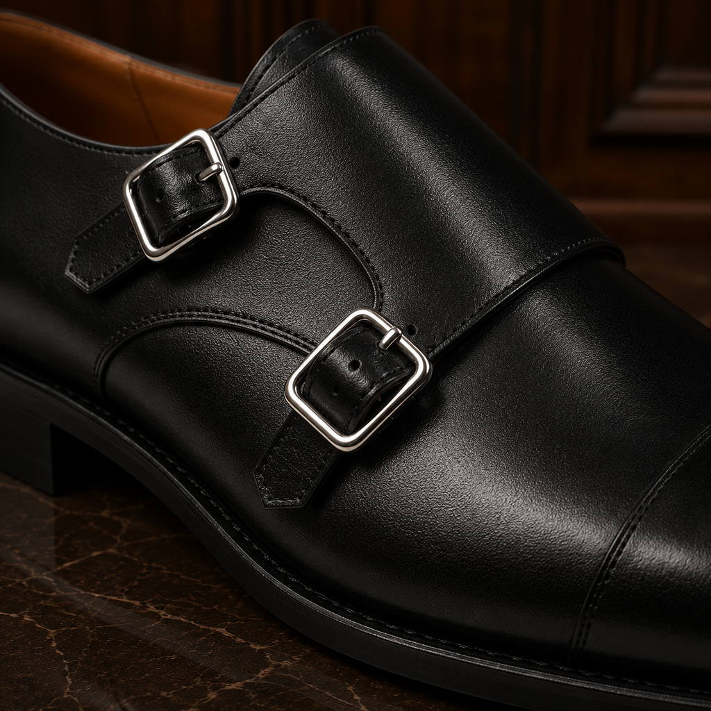 Sterling Black Double Monk Strap Shoes