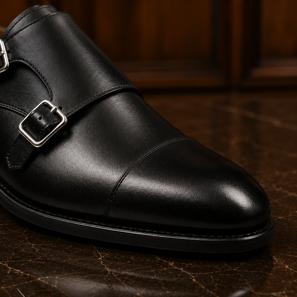 Sterling Black Double Monk Strap Shoes
