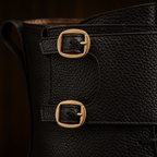 Atlas Black Leather Buckle Lace-Up Boots
