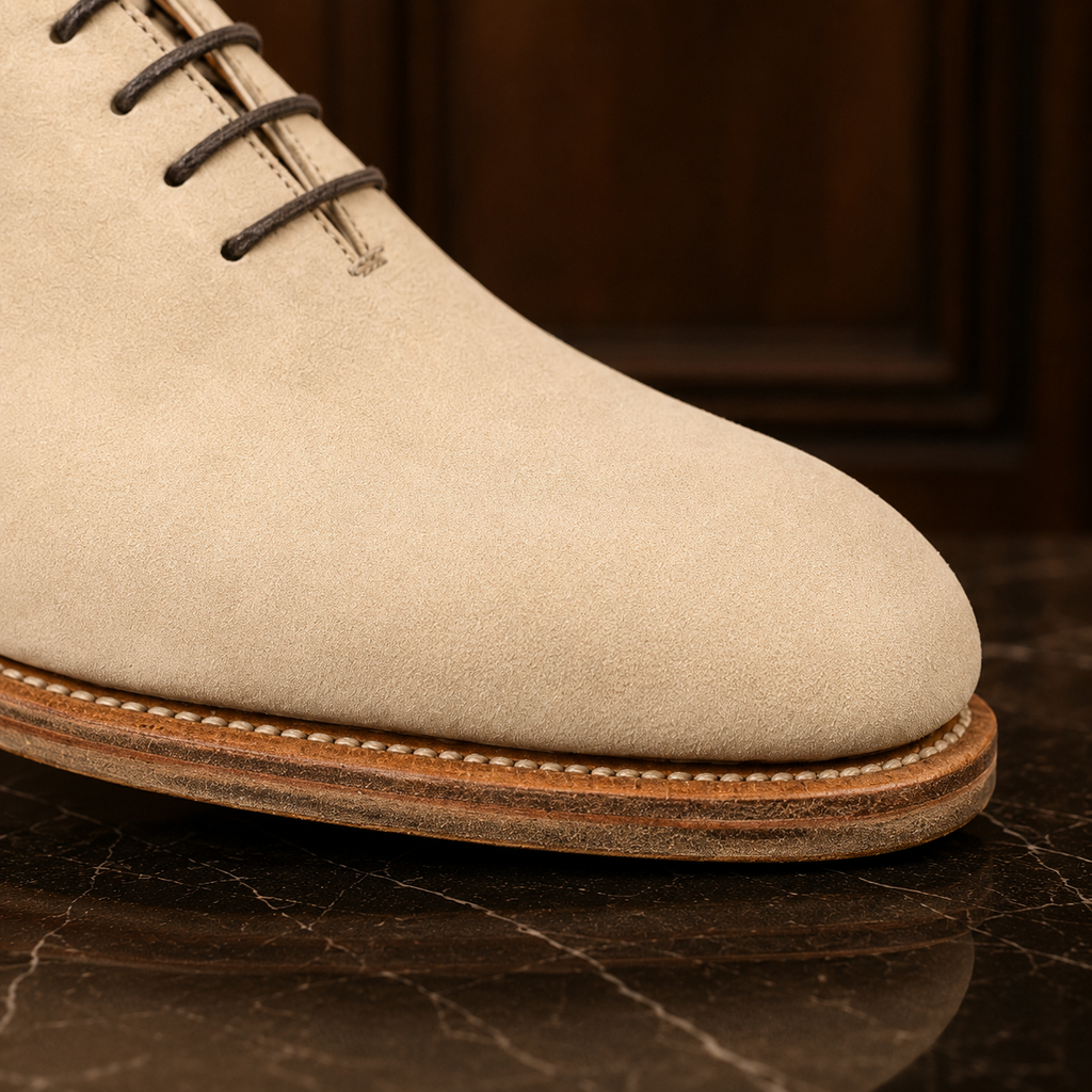 Sahara Beige Leather Wholecut Shoes