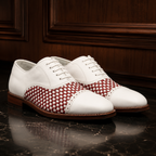Rosso Ivory Woven Leather Oxford Shoes