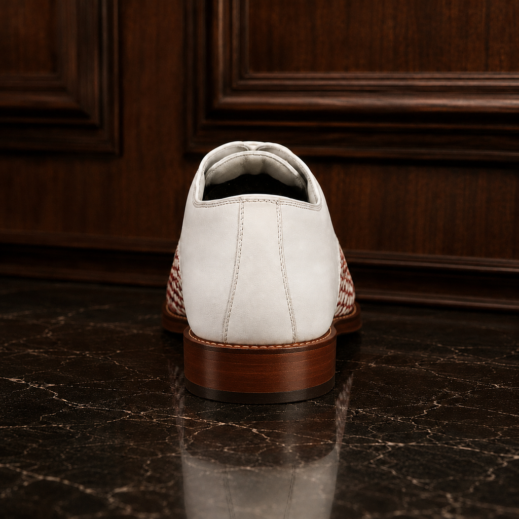 Rosso Ivory Woven Leather Oxford Shoes