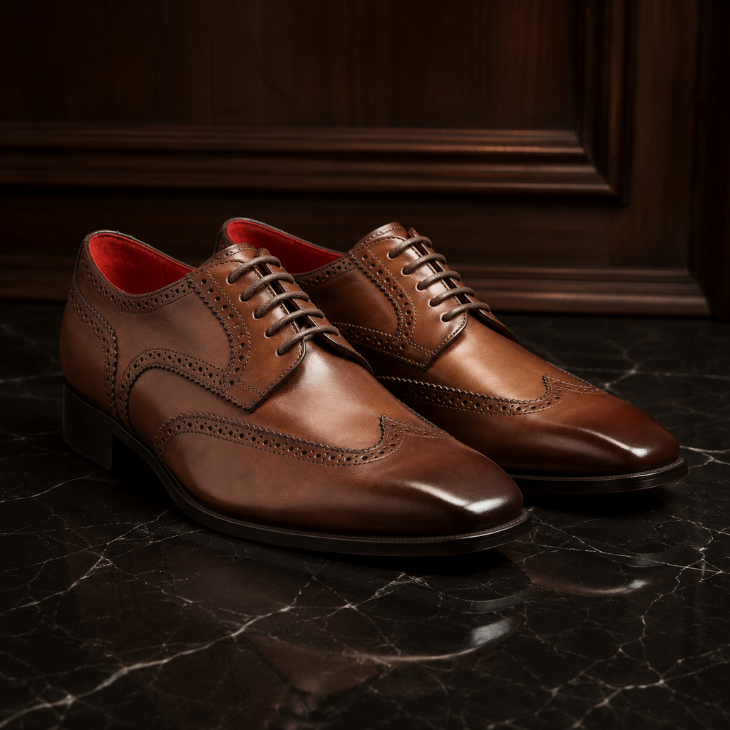 Verona Burnished Brown Wingtip Brogue Oxford Shoes