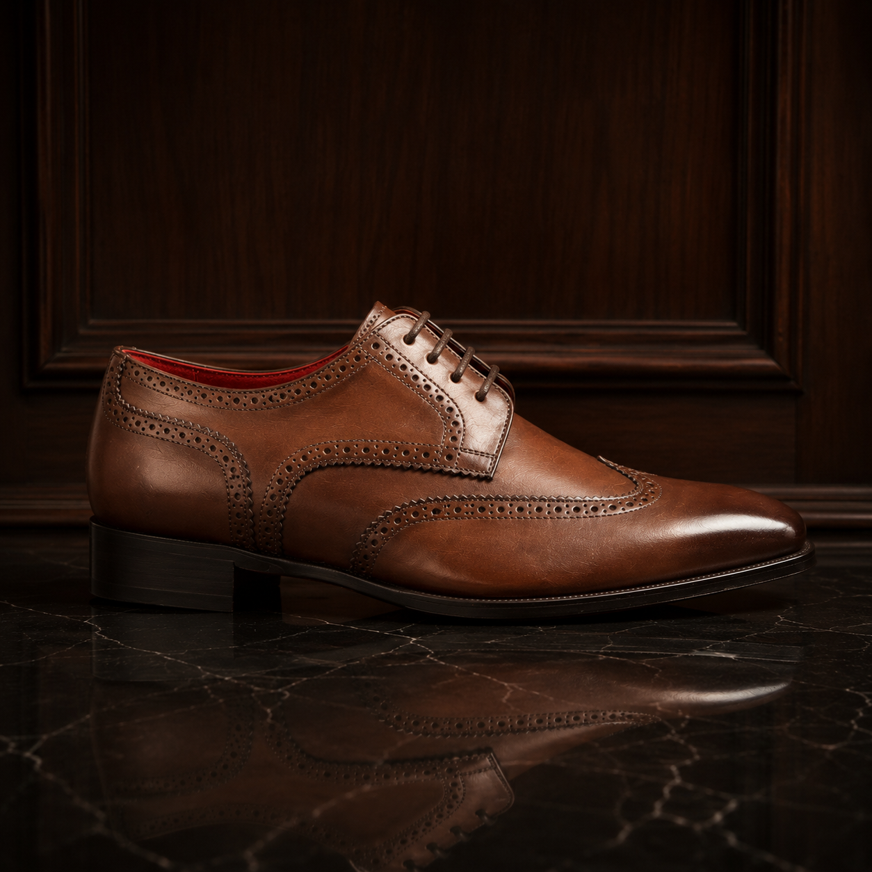 Verona Burnished Brown Wingtip Brogue Oxford Shoes