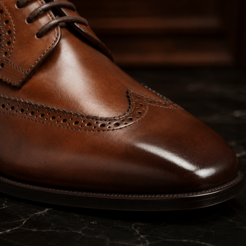 Verona Burnished Brown Wingtip Brogue Oxford Shoes