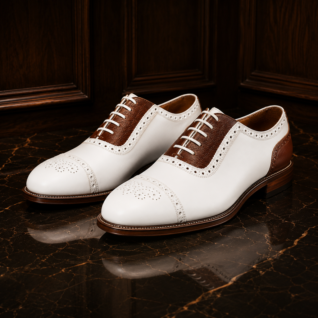Siena Ivory & Cognac Brogue Oxford Shoes