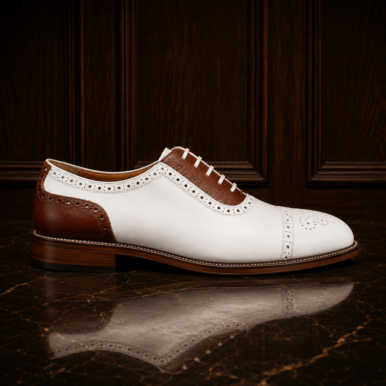 Siena Ivory & Cognac Brogue Oxford Shoes