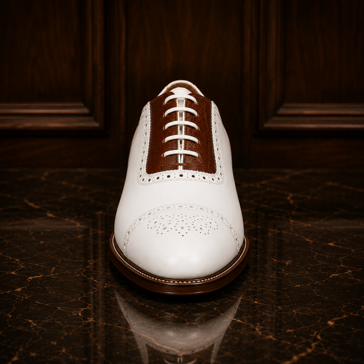 Siena Ivory & Cognac Brogue Oxford Shoes