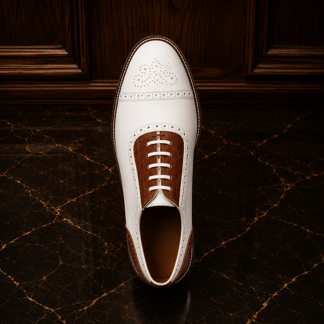 Siena Ivory & Cognac Brogue Oxford Shoes