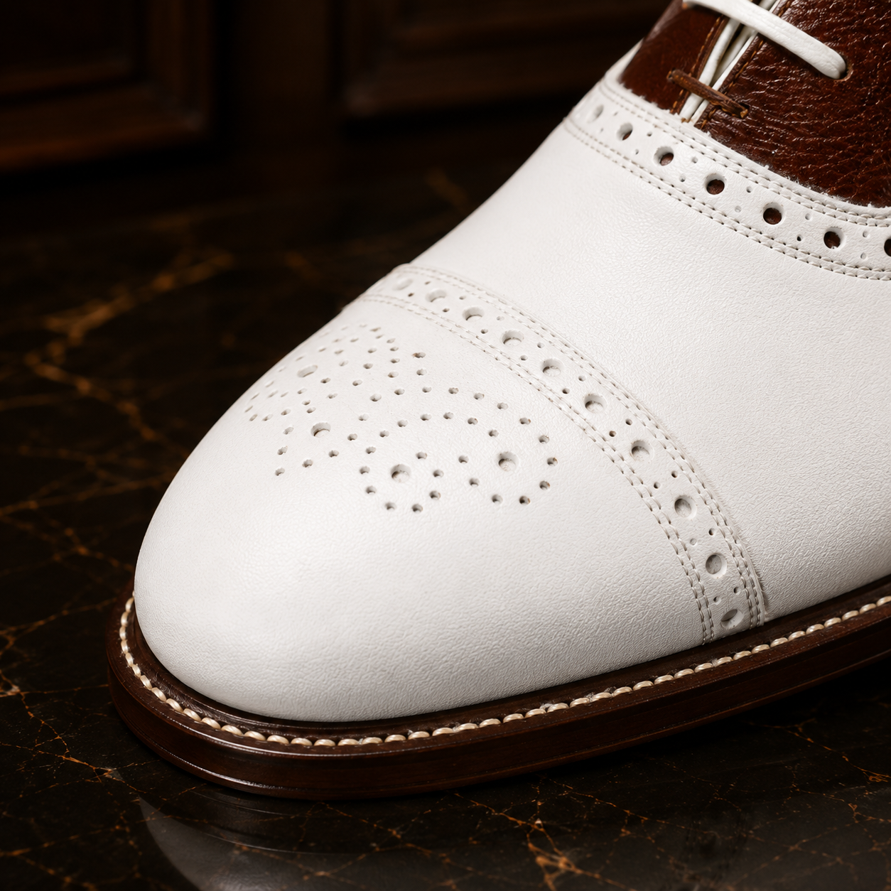 Siena Ivory & Cognac Brogue Oxford Shoes