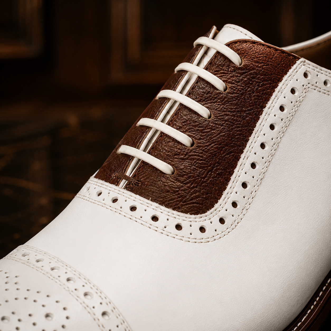 Siena Ivory & Cognac Brogue Oxford Shoes