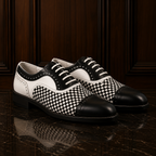 Noir Check Woven Leather Oxford Shoes