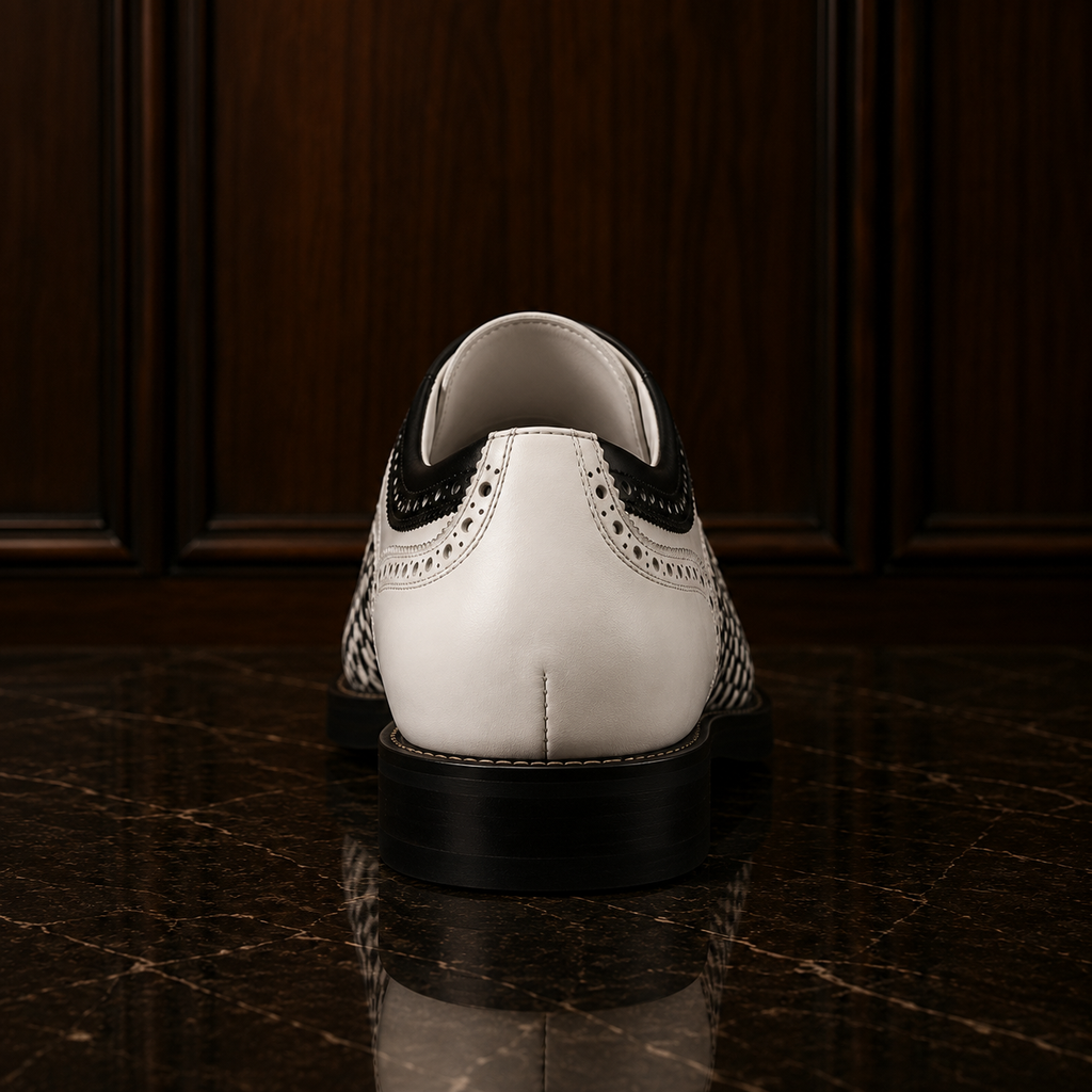 Noir Check Woven Leather Oxford Shoes
