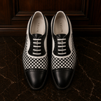 Noir Check Woven Leather Oxford Shoes