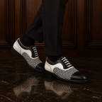 Noir Check Woven Leather Oxford Shoes