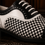 Noir Check Woven Leather Oxford Shoes
