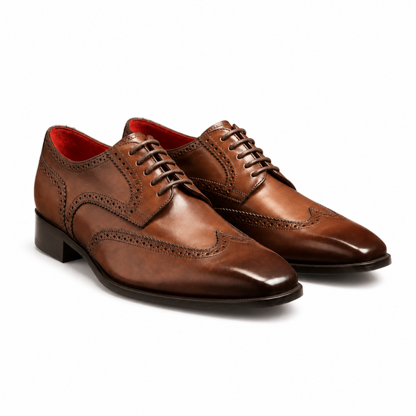 Verona Burnished Brown Wingtip Brogue Oxford Shoes