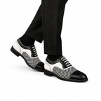 Noir Check Woven Leather Oxford Shoes