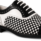 Noir Check Woven Leather Oxford Shoes