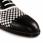 Noir Check Woven Leather Oxford Shoes