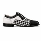Noir Check Woven Leather Oxford Shoes