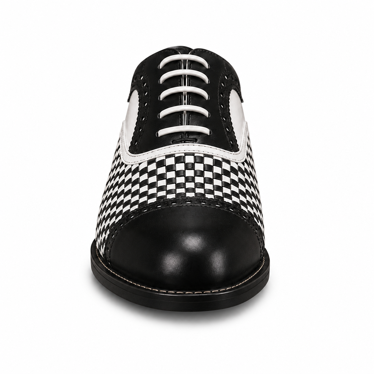 Noir Check Woven Leather Oxford Shoes