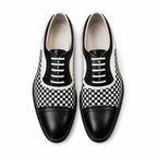Noir Check Woven Leather Oxford Shoes