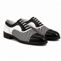 Noir Check Woven Leather Oxford Shoes